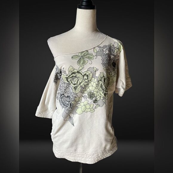 3/$20 Kimchi & Blue Tan/Cream Colored Floral Pullover Top with Pockets (Med/LG) - Picture 1 of 14